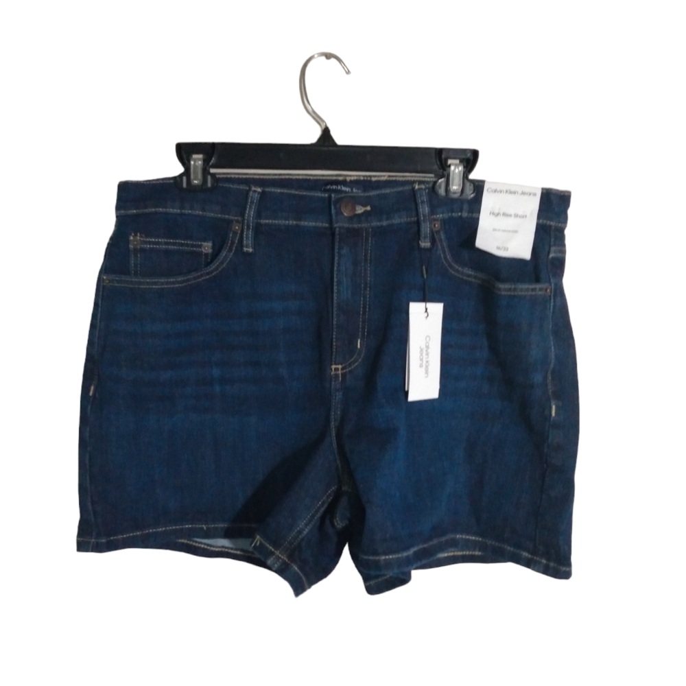 NWT Calvin Klein Jeans Dark Wash High Rise Denim Shorts Size 16/33